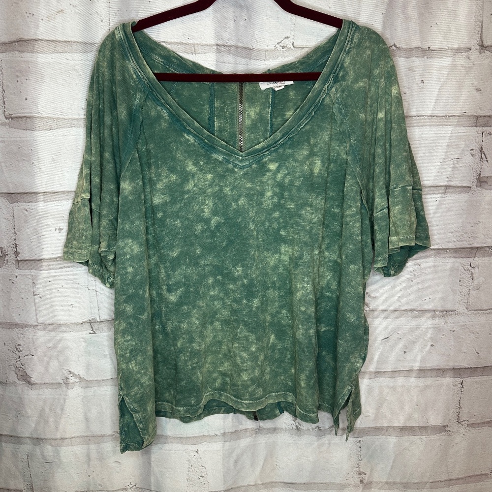 Skinnygirl Short Sleeve Green Top